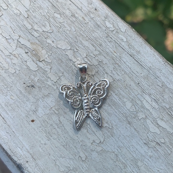Sterling Silver Small Butterfly Pendant or Charm - Picture 10 of 16
